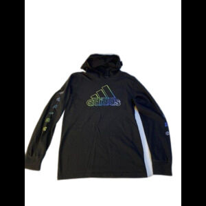 Adidas Boys Pro Lineage Hood Tee Size Medium Black Pre-owned